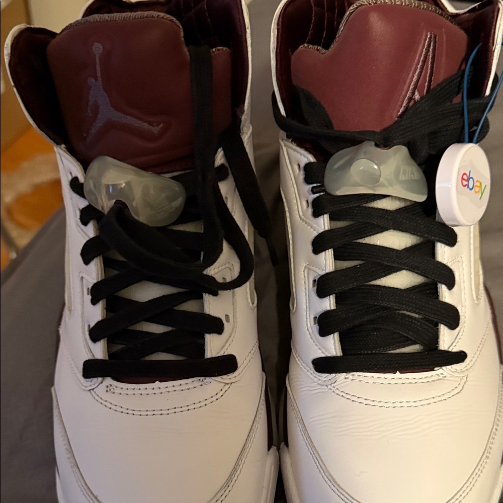 Jordan Athletic Shoes in White and Maroon
